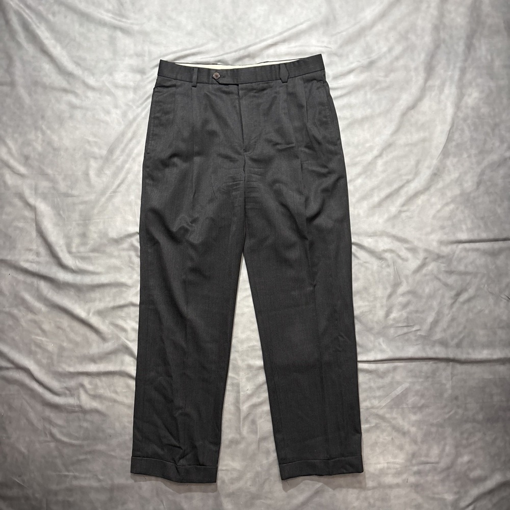 Brooks Brothers 346 Dress Pants Men 31x30 Gray Madison Fit Pleated Front Wool *